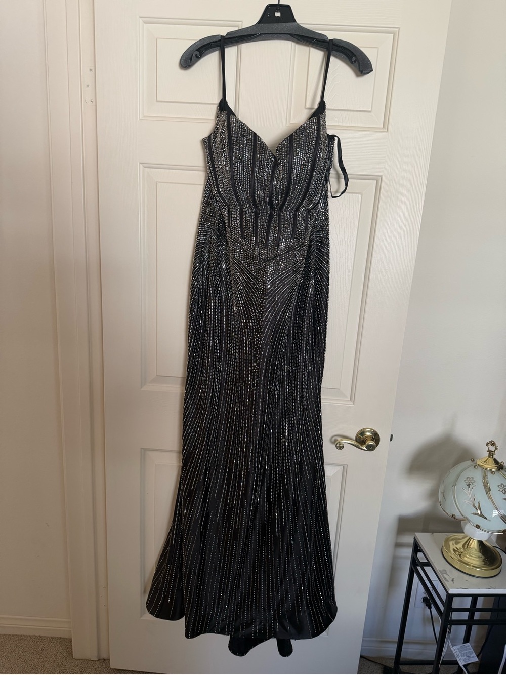 SHEIN Embellished Maxi Dress in Black & Silver Size Medium